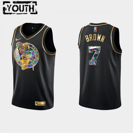 Kinder NBA Boston Celtics Trikot Jaylen Brown 7 Nike 2021-2022 Schwarz Golden Edition 75th Anniversary Diamond Swingman
